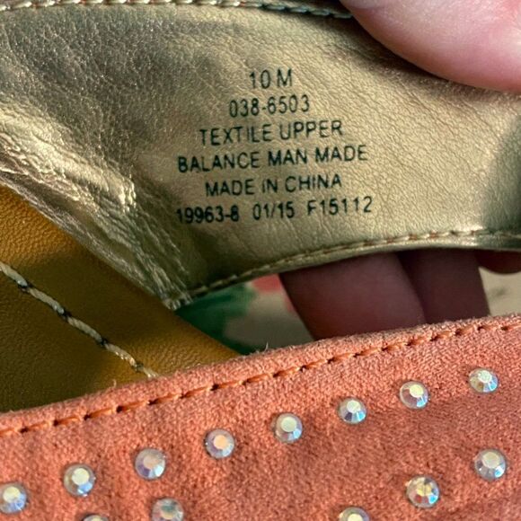 Arizona Jean Cork Wedge Sandals Size 10 Faux Suede with Rhinestones - Picture 7 of 7